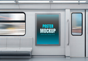 Billboard In Train Poster Mockup