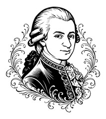 Wolfgang Amadeus Mozart, portrait of an 18th century classical composer