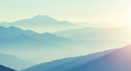 Light Mint Green Mountain Landscape with Smooth Gradients and Gentle Tones