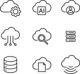 クラウドやネットワークのアイコンセット　サーバー　