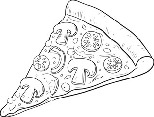 pizza isolated in White Background, pizza vector, Flat lay vector illustration. vector illustration of pizza with vegetables.