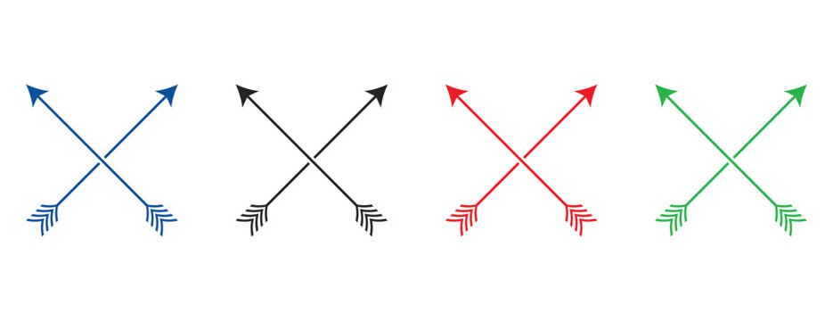 Crossed hunting arrows with feathered fletching, classic archery and outdoor target symbols