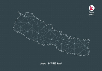 Nepal Map in Dots Style Vector Illustration | Modern Pointillism Geographic Design