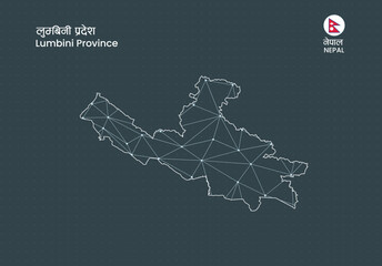 Lumbini Province Nepal Irregular Dotted Network Map Vector | Abstract Digital Connectivity Design