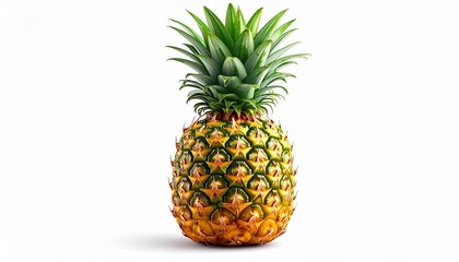 Golden yellow pineapple with green leaves ideal for tropical fruit posters, healthy eating blog graphics, summerthemed designs, and exotic recipe books.