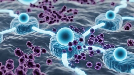 Melatonin interacting with oxidative stress buffers during sleep, enhancing cellular recovery. Glowing antioxidant pathways brighten as melatonin binds, stabilizing reactive particles - Powered by Adobe