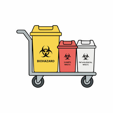 Medical Biohazard Waste Disposal Cart with Sharps and Pathological Bins