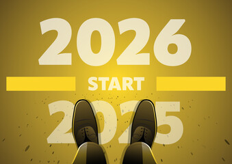 Point of View Shot of Person Stepping from 2025 to 2026 New Year Start