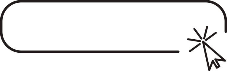 Register now button click here web frame, bar with pointer, mouse arrow. Line site border.