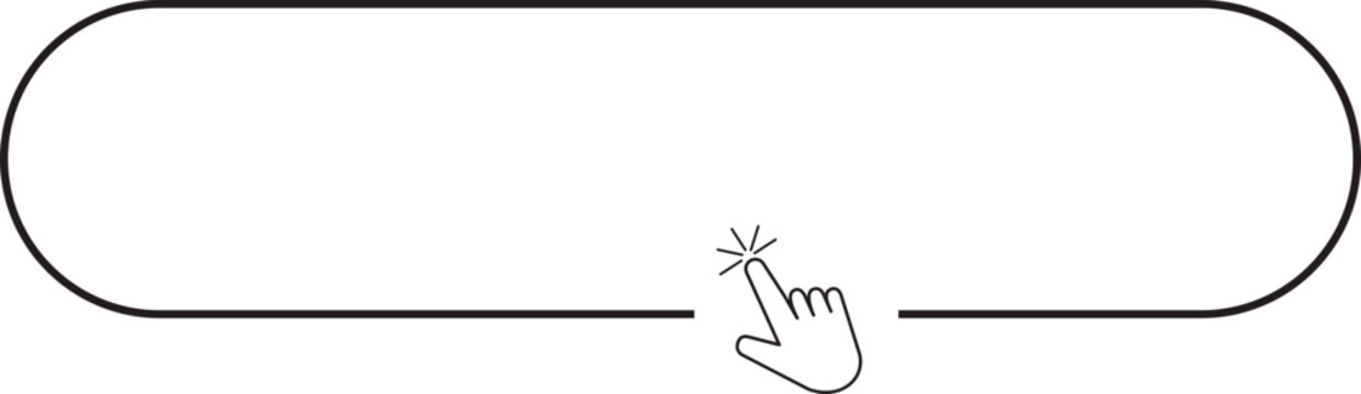 Register now button click here web frame, bar with pointer, mouse arrow. Line site border.