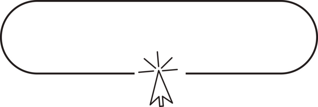 Register now button click here web frame, bar with pointer, mouse arrow. Line site border.