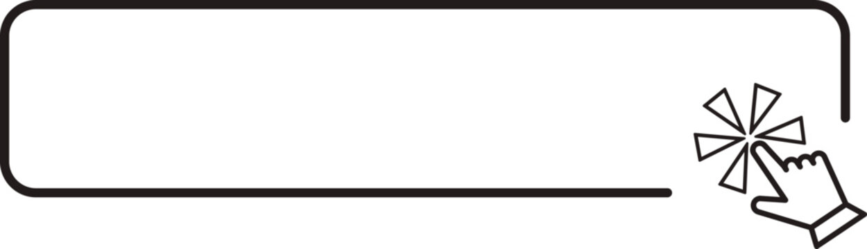 Register now button click here web frame, bar with pointer, mouse arrow. Line site border.