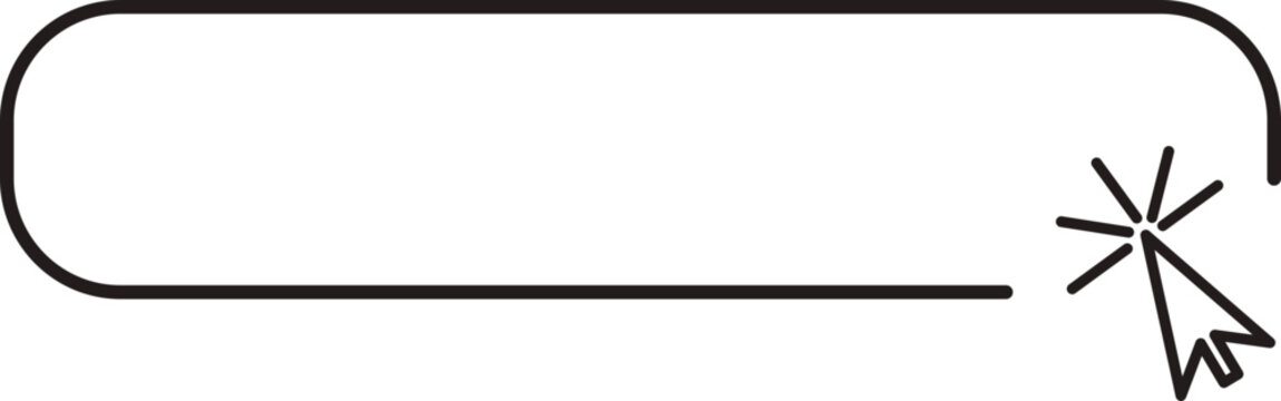 Register now button click here web frame, bar with pointer, mouse arrow. Line site border.