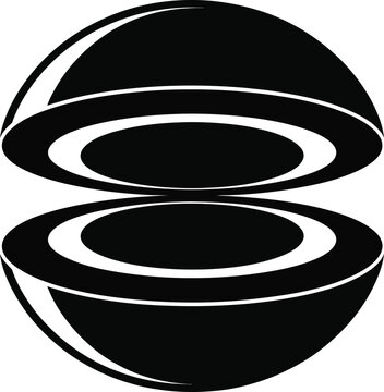Solid black flat squeezed light interferometer beam, single filled shape, transparent background
