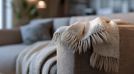 Cozy throw on sofa