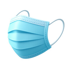 Blue disposable surgical face mask isolated on white background for personal protection.