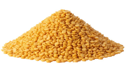 Pile of yellow split peas isolated PNG, healthy legume ingredient for soups and stews on transparent background