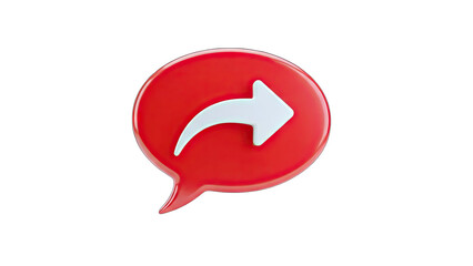 Share Icon: Red Speech Bubble with White Arrow on White
