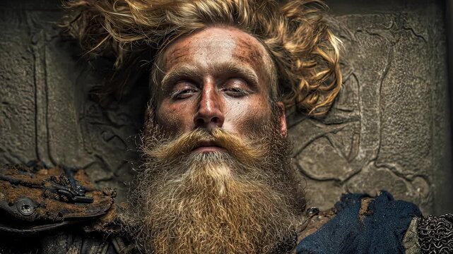 Epic Warrior Portrait with Dramatic Lighting and Textures