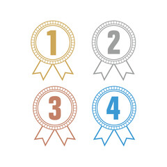 flat line gold silver bronze medals