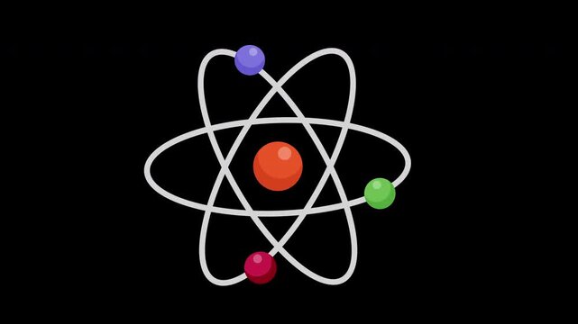 atom molecular chemistry or physic icon concept loop animation video with alpha channel