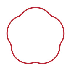 梅の花のイラスト素材　和風　背景透過　白地に縁取り　赤色
