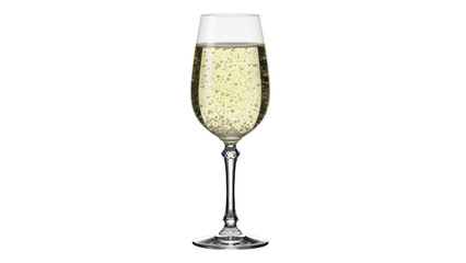Elegant champagne flute with bubbles isolated PNG, sparkling wine in glass on transparent background for celebration and festive occasions