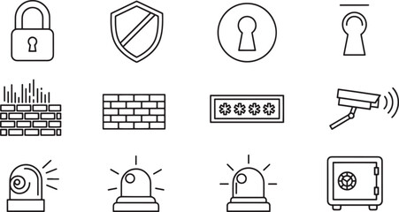 Security and Protection Line Icons Collection