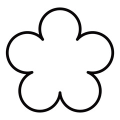 Fototapeta premium 梅の花のイラスト素材 和柄 背景透過 白地に縁取り モノクロ 