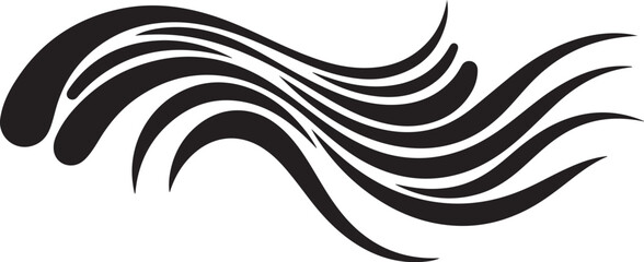 Black abstract flowing wave design element vector