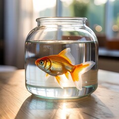 charming goldfish in glass bowl photography