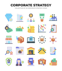 Collection of 25 Corporate Strategy Icons. Boost Your Business Planning