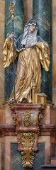 SALZBURG, AUSTIRA - SEPTEMBER 8 2025:  The carved polychrome baroque statue of Irmina of Oeren (probably) in the church Kollegienkirche by Simon Thadd&auml;us Baldauf (1677&ndash;1753)