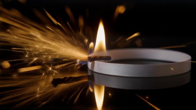 Magnesium Ribbon Burning With Bright White Flame And Sparks