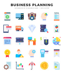 icons set. Business Planning for web. app. vector illustration.