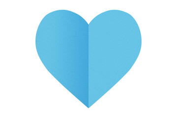 A light blue heart, solitary on a transparent background. Valentine's Day paper cutout decoration.