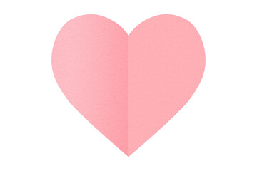A solitary pink heart on a transparent background. Valentine's Day paper cutout decoration.
