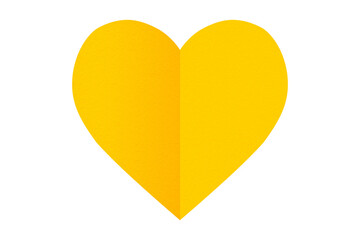 A solitary yellow heart on a transparent background. Valentine's Day paper cutout decoration.