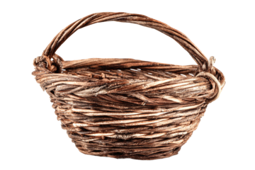 Woven basket isolated on transparent background, perfect for storage needs