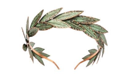 Bronze laurel wreath isolated PNG on transparent background, victory symbol for awards and historical designs