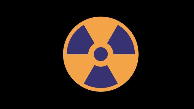 a yellow and blue radioactive radiation icon concept loop animation video with alpha channel