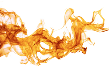 Golden smoke isolated on transparent background, swirling in the air
