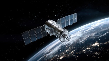 Satellite orbit earth night