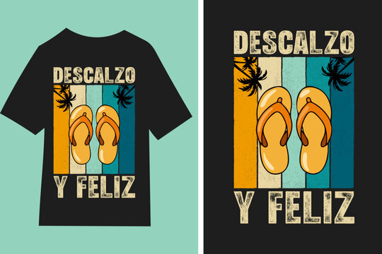 Descalzo y feliz -Dise&ntilde;o de camisetas, frases, carteles, tazas y tipograf&iacute;a creativa