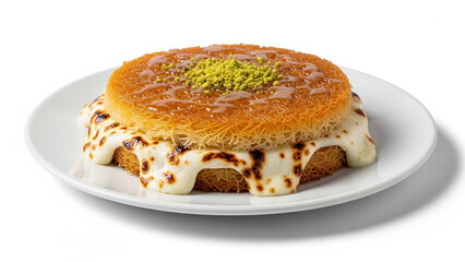 Kunafa Traditional Ramadan Dessert Isolated on White Background