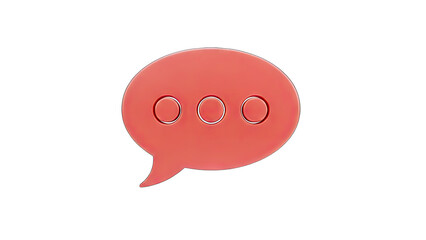 Red Speech Bubble with Dots on White Background
