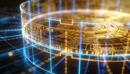 Abstract Financial Technology Background Featuring Digital Currency Concept with Binary Code Patterns