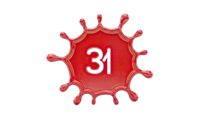 Red Splash with Number 31 on White Background