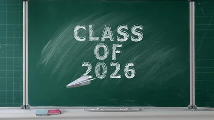 Chalkboard bearing the proud announcement CLASS OF 2026, marking a milestone for graduating students. Congratulations graduates.