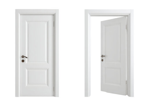 Elegant white door set on transparent background